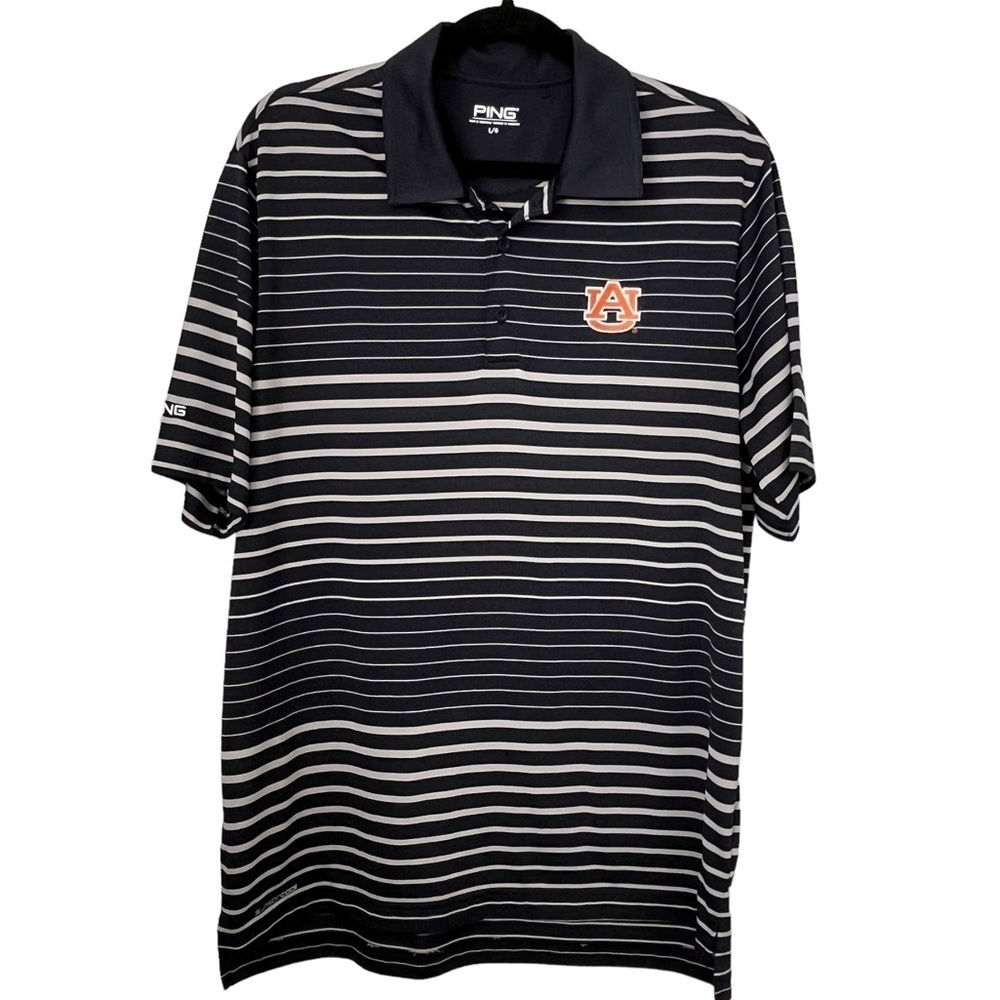 Ping Auburn University Navy Striped Polo Size Large